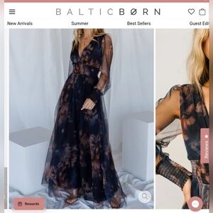 Baltic Born LaylaTulle Maxi Dress Womens 1XL Blue Mesh Floral